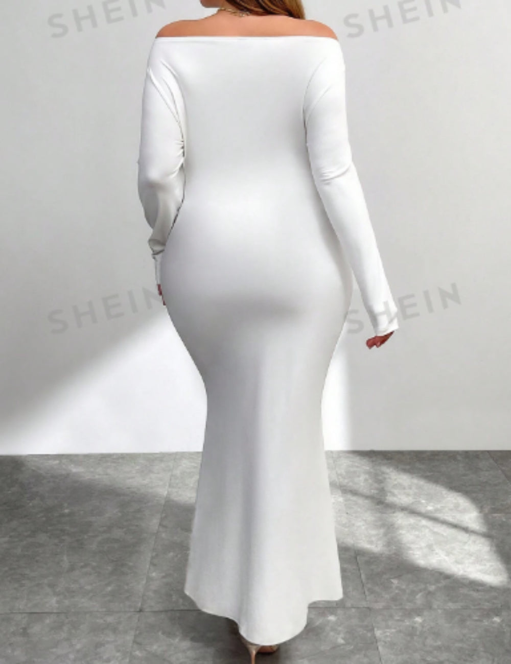 Rochie maxi Shein Curve+, alb