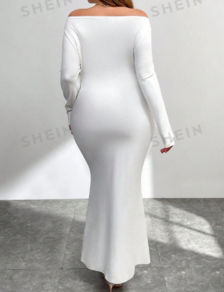 Rochie maxi Shein Curve+, alb