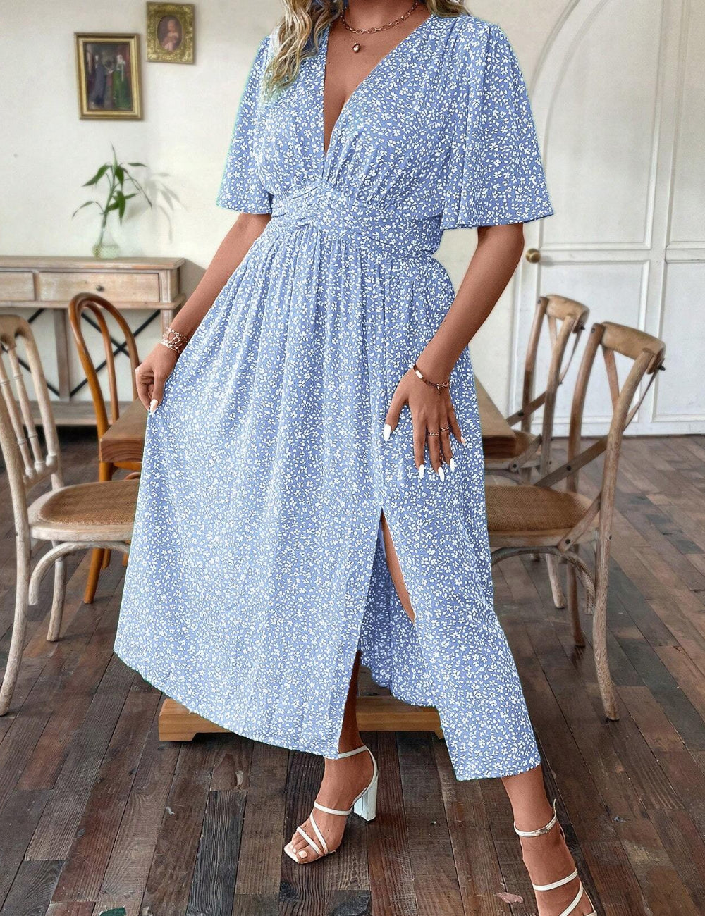 Rochie maxi Shein Curve+, mix culori