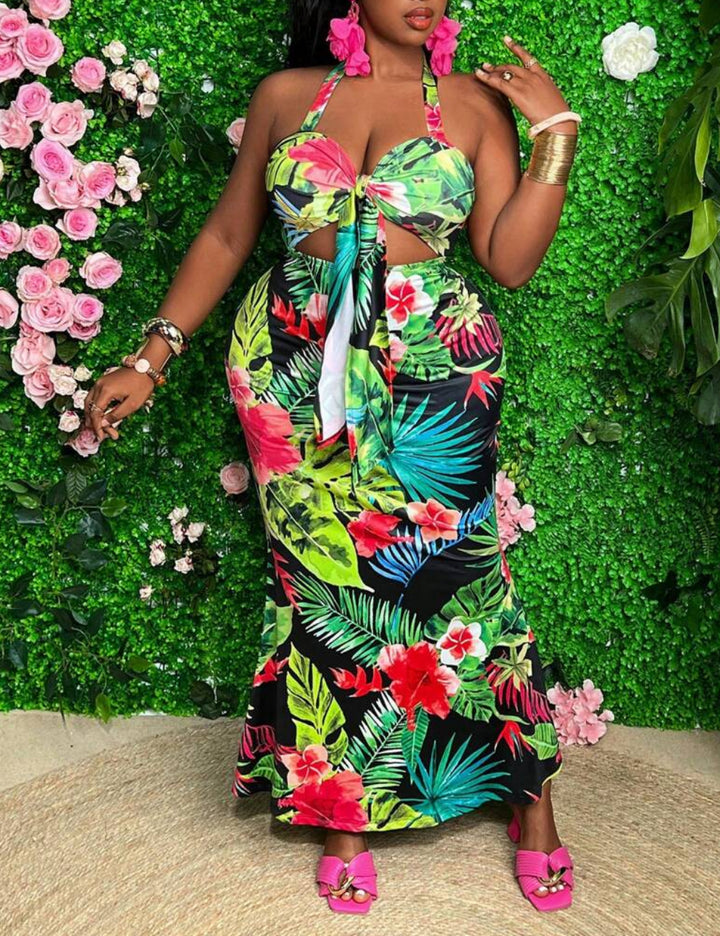 Rochie maxi Shein Curve+, mix culori
