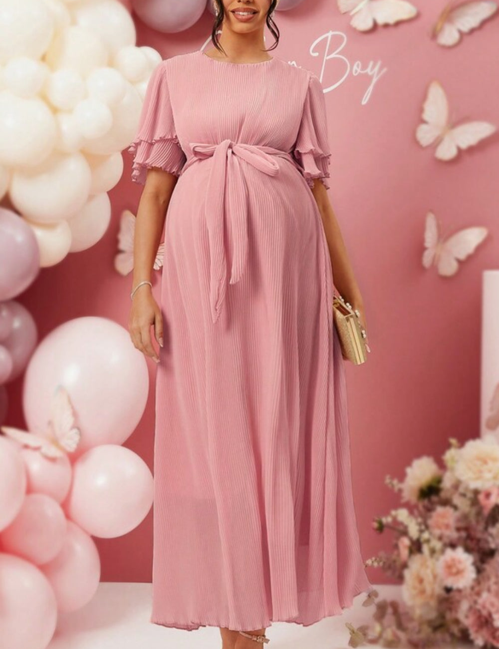 Shein Curve+ maxi ruha, rózsaszín