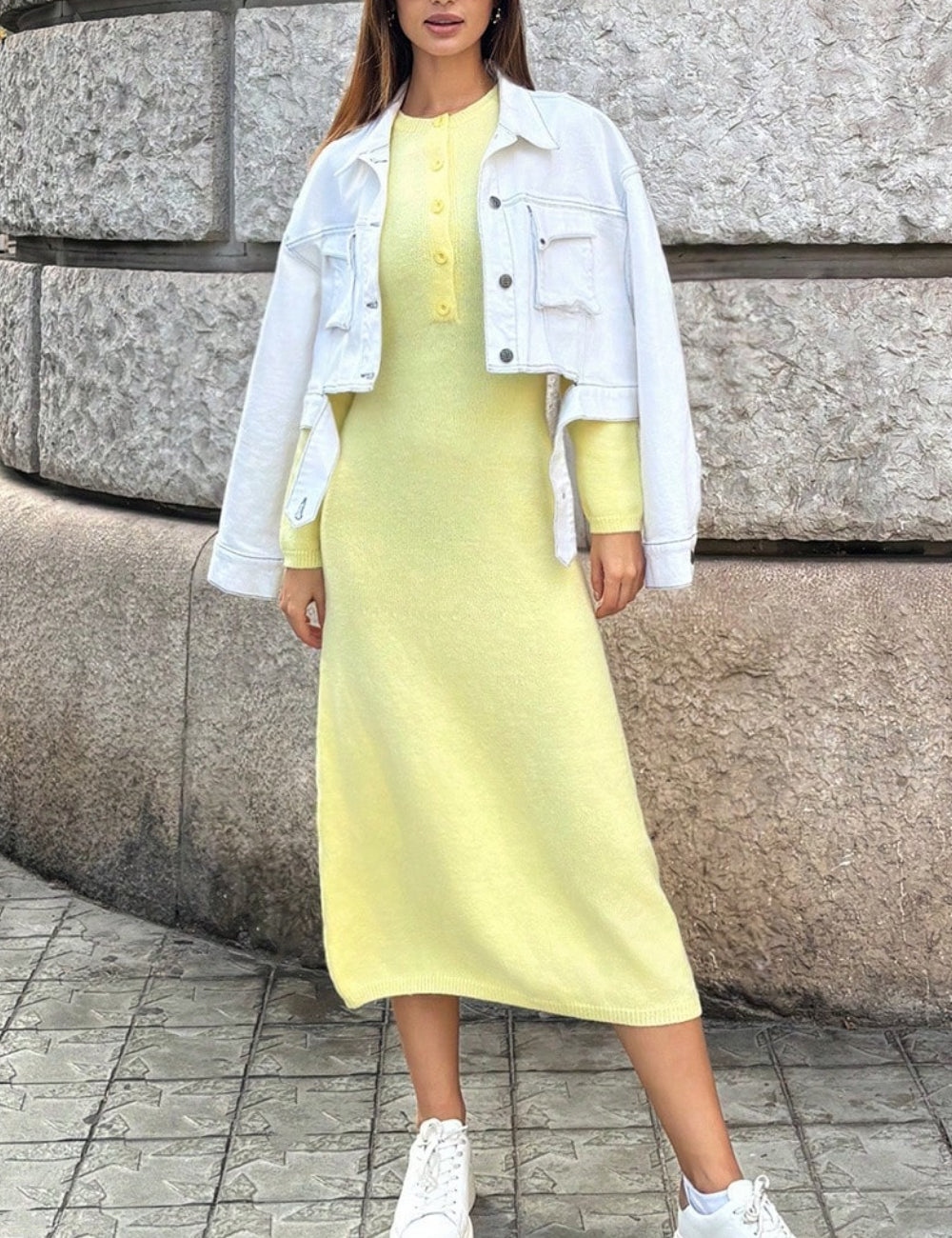 Shein maxi ruha, sárga