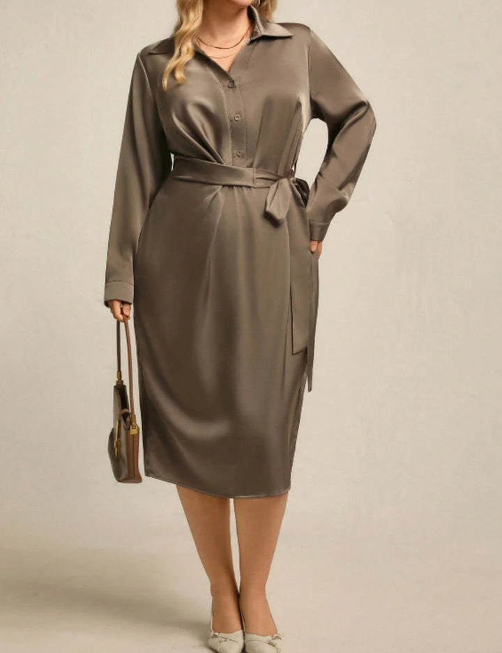 Rochie maxi Shein Curve+, kaki