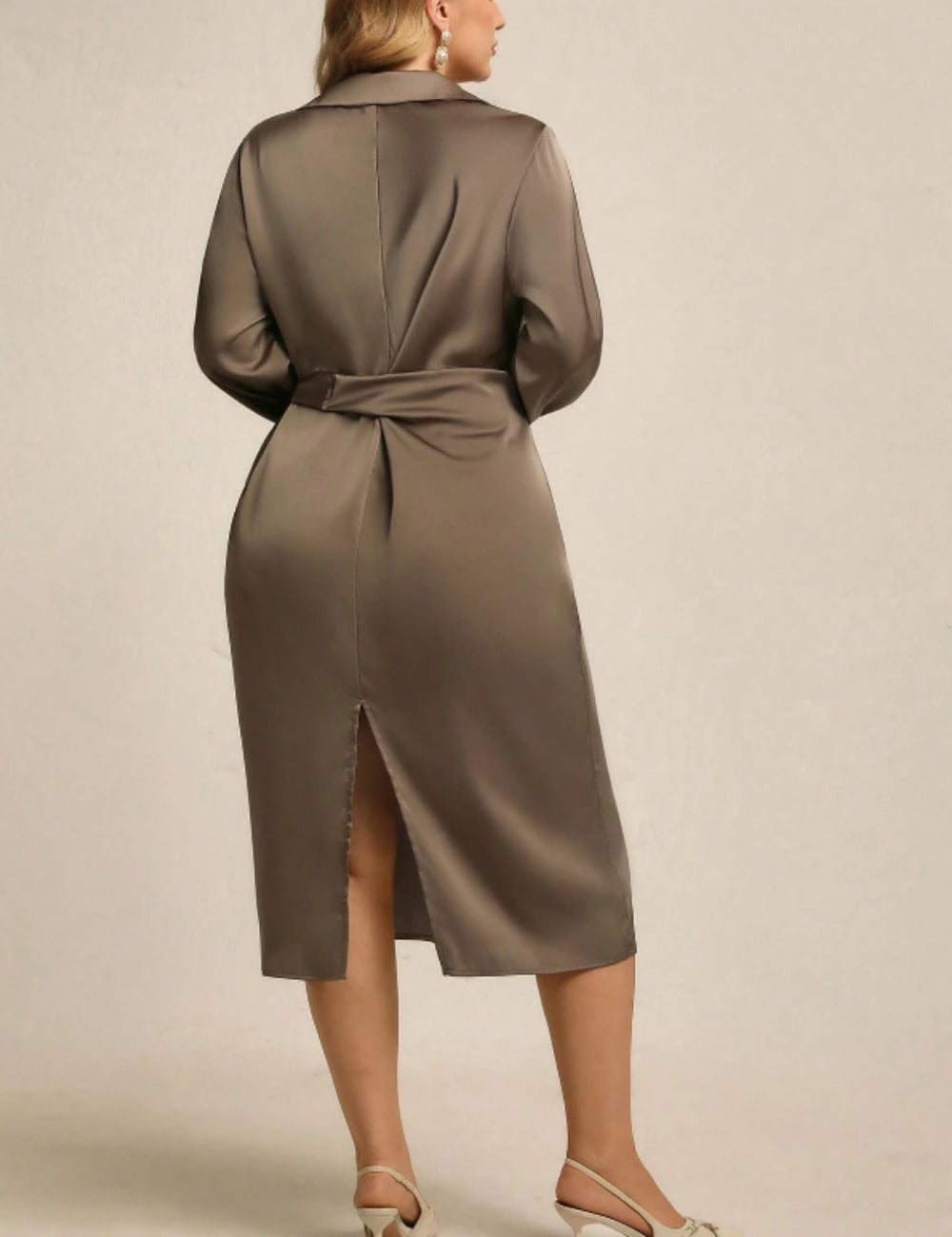 Rochie maxi Shein Curve+, kaki