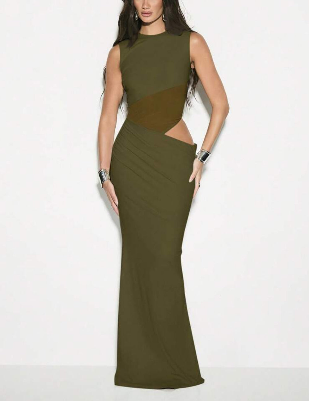 Rochie maxi Shein, kaki