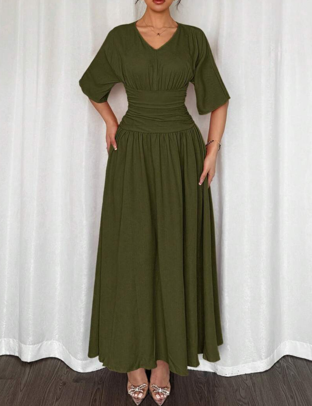 Rochie maxi Shein, kaki