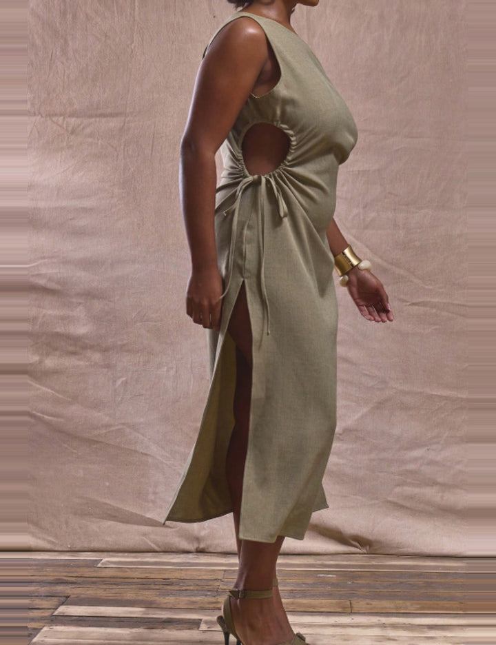Rochie maxi Shein Curve+, kaki