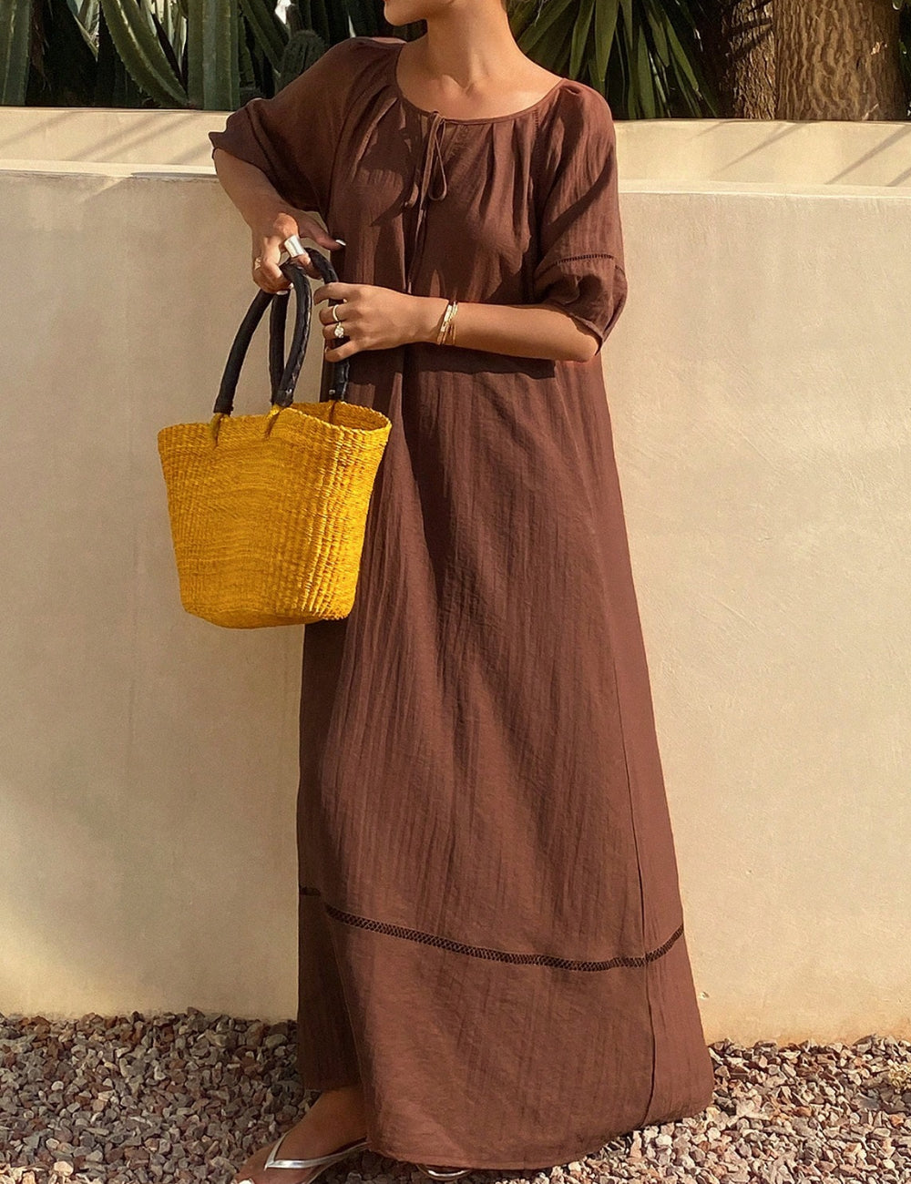 Shein maxi ruha, barna