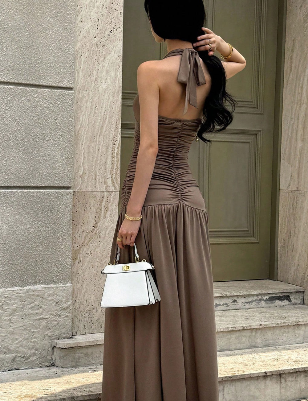 Shein maxi ruha, barna