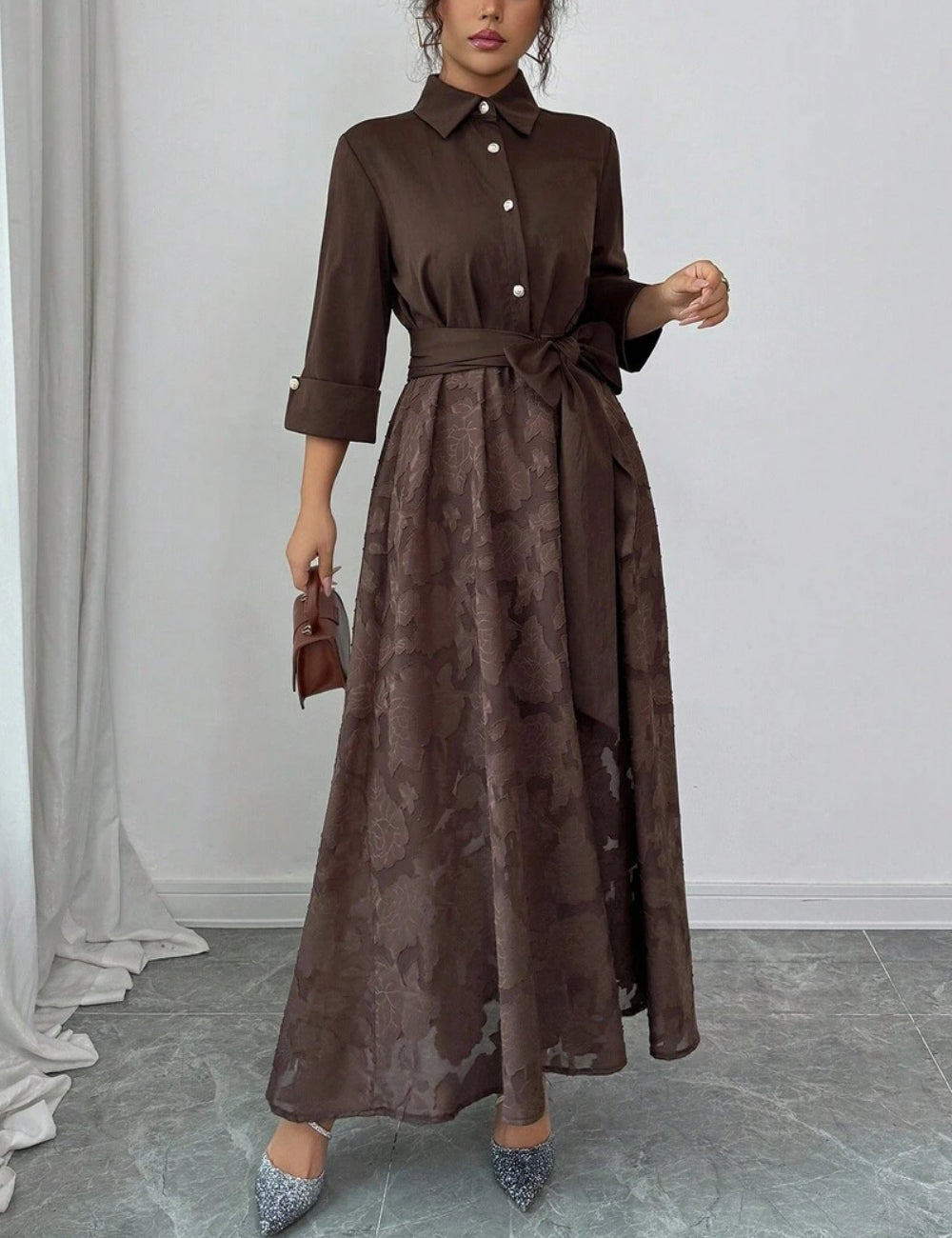 Shein barna maxi ruha