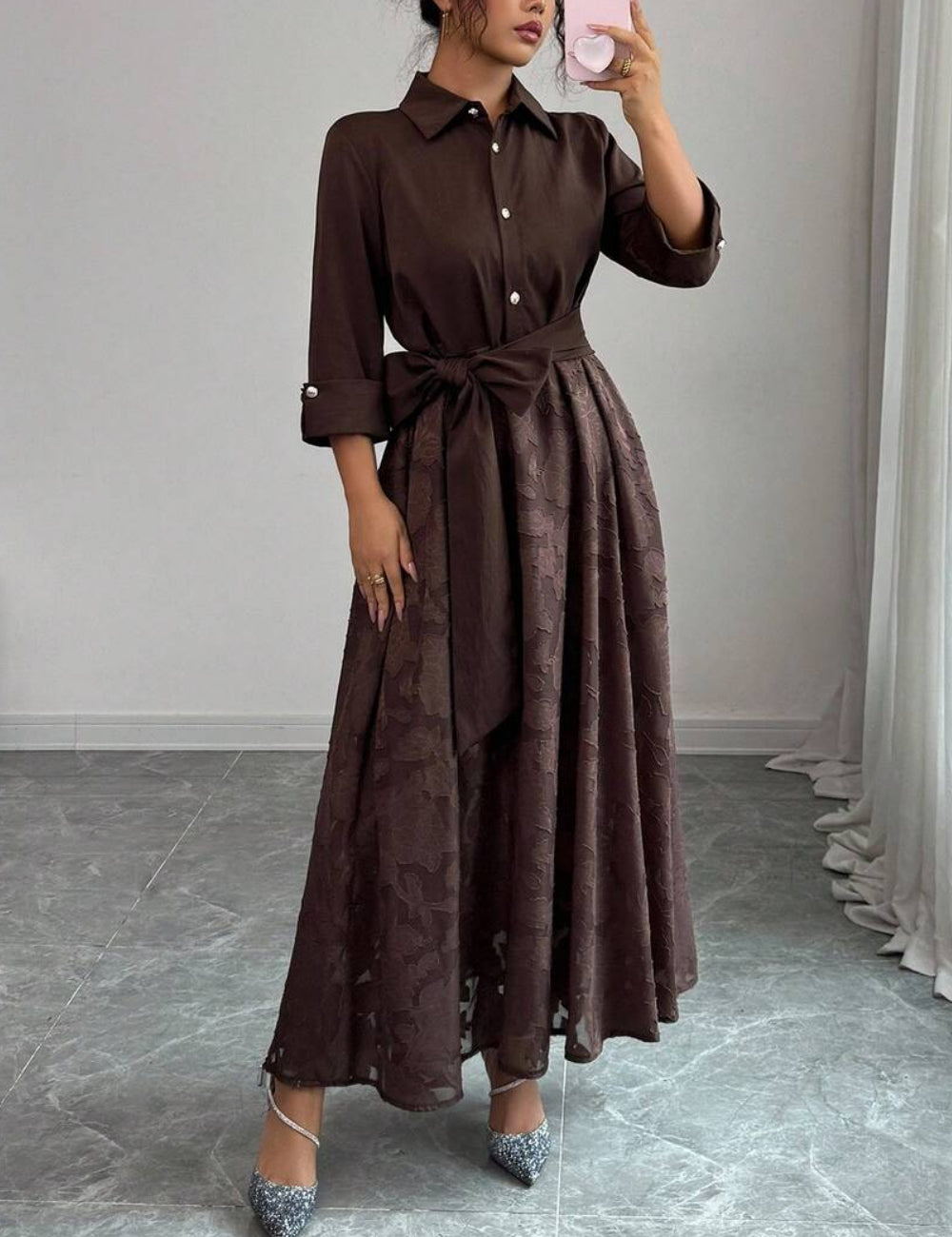Shein barna maxi ruha