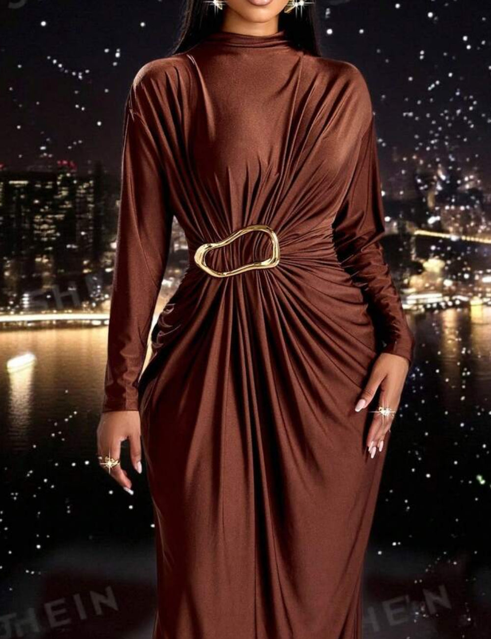 Shein maxi ruha, barna