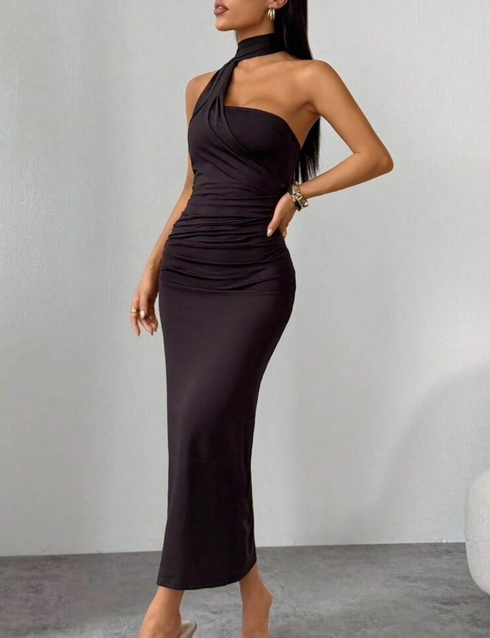 Shein maxi ruha, barna