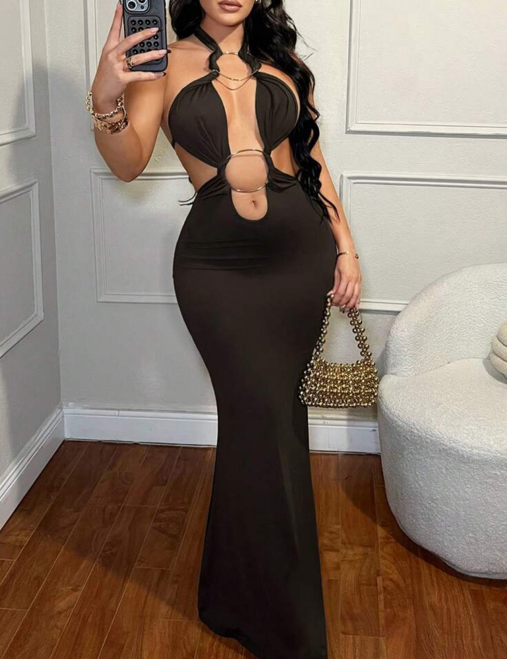 Rochie maxi SHEIN, maro