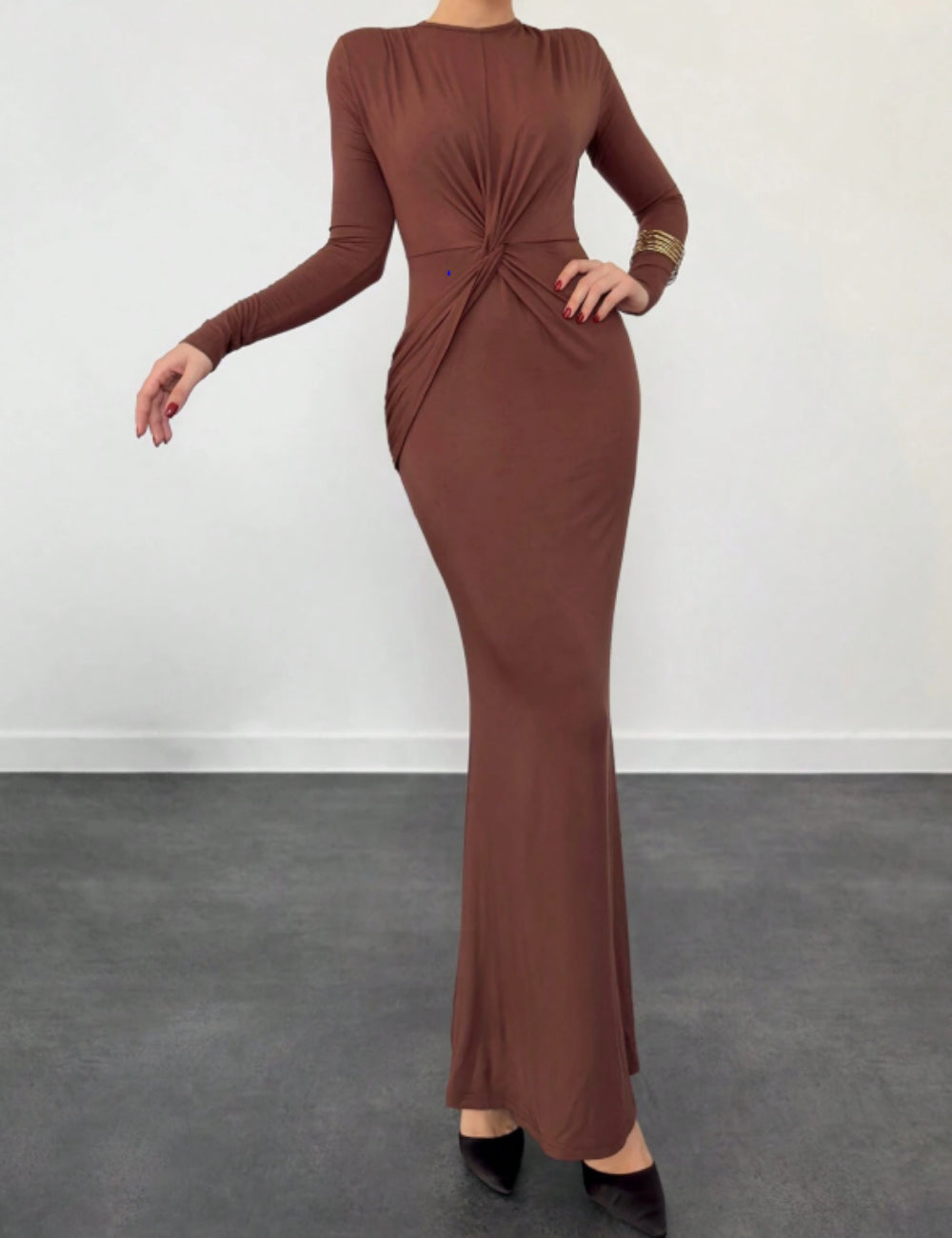 Shein maxi ruha, barna