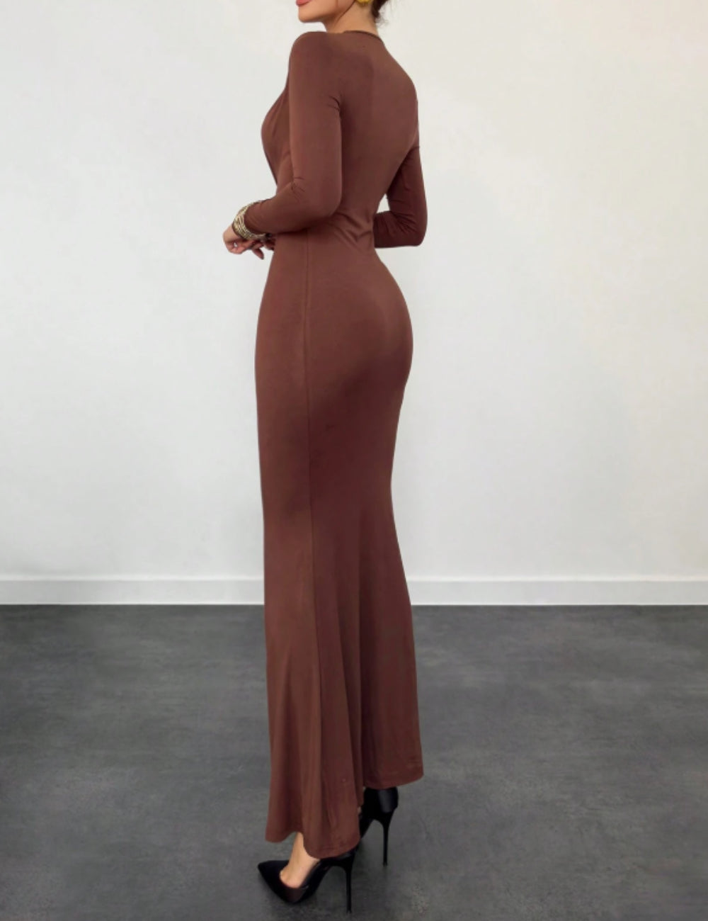 Shein maxi ruha, barna