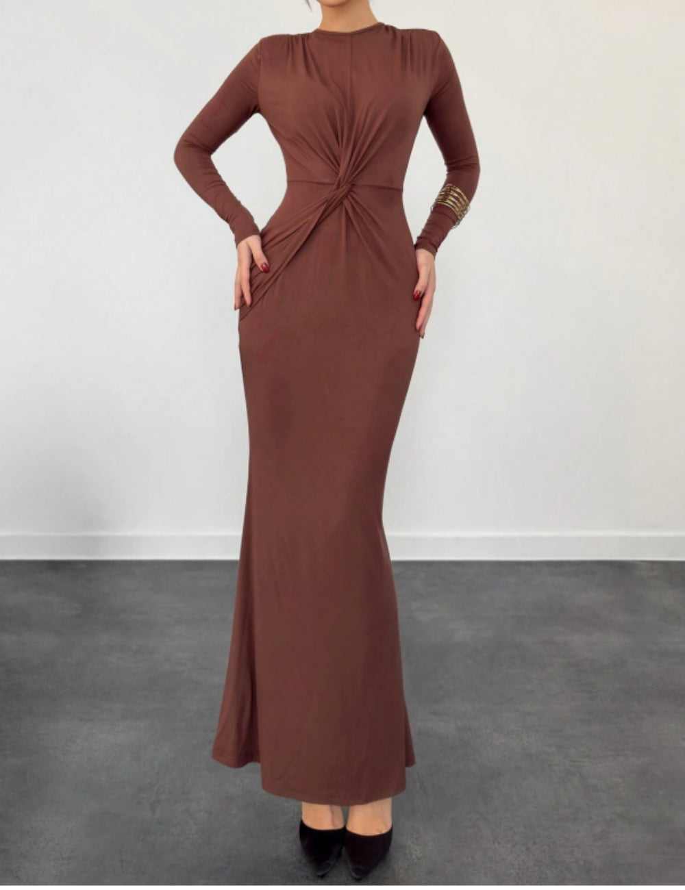 Shein maxi ruha, barna