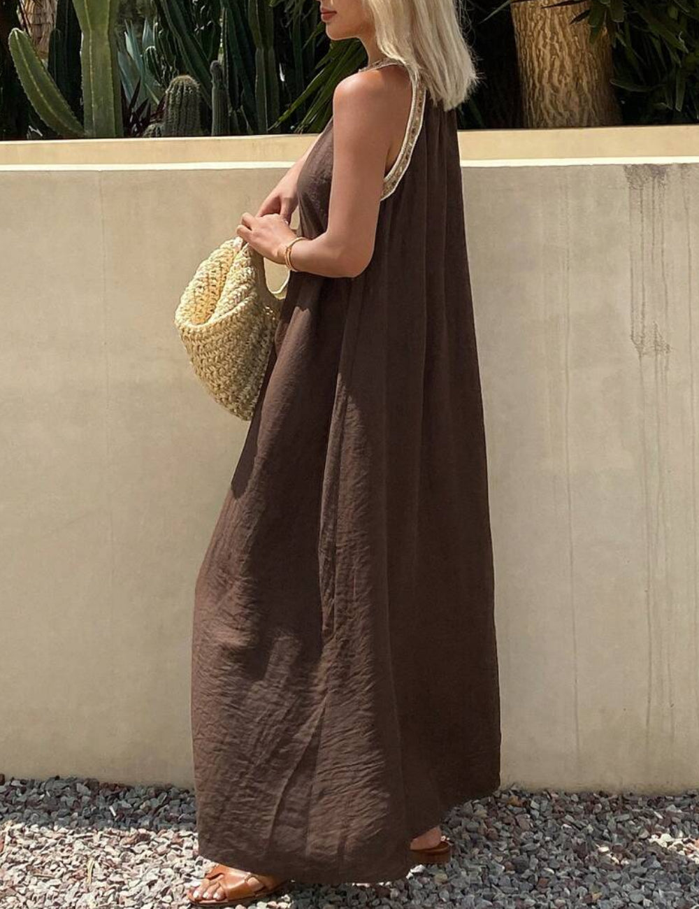 Shein DAZY maxi ruha, barna