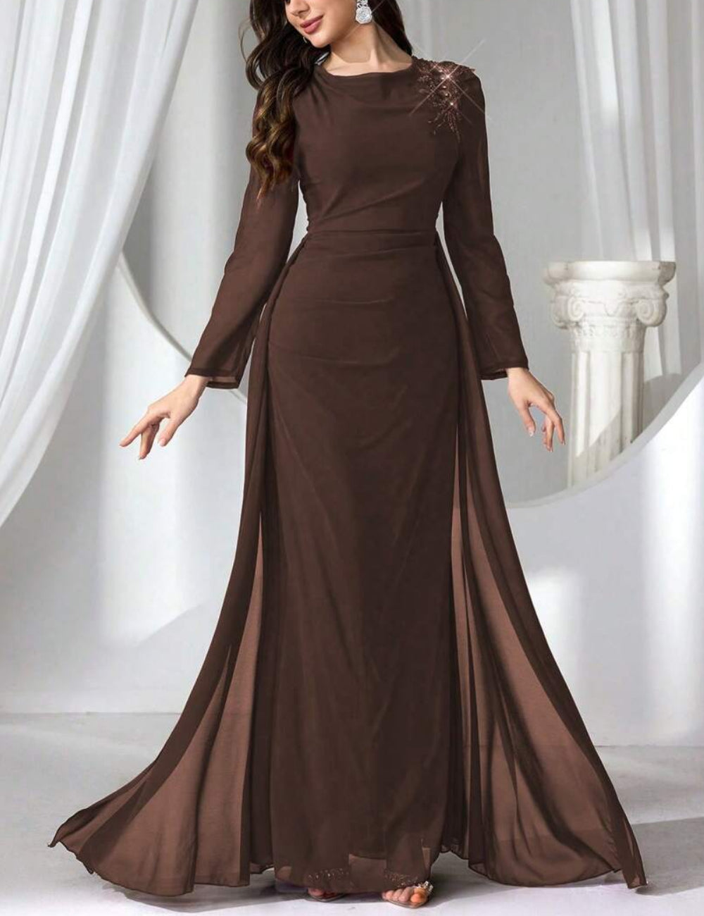 Shein Maxi Dress Brown