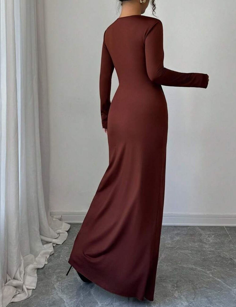 Shein maxi ruha, barna
