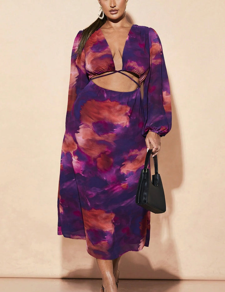 Rochie maxi Shein Curve+, mix culori