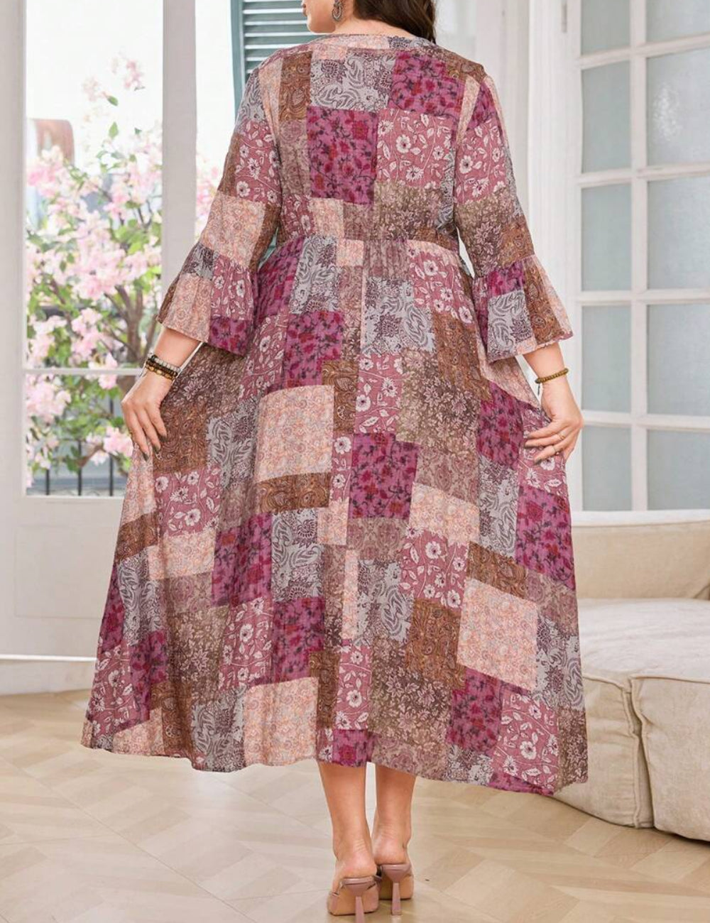 Rochie maxi Shein Curve+, mix culori