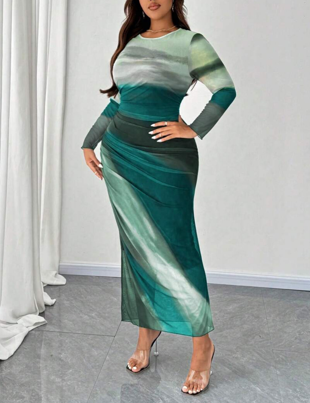 Shein Curve+ maxi dress, mixed colors