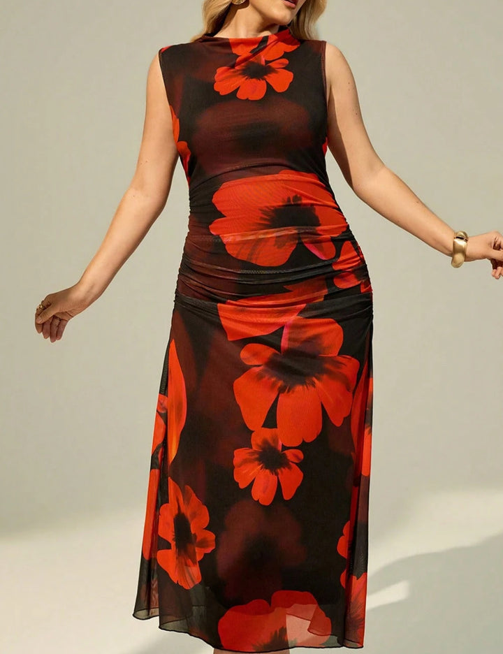 Rochie maxi Shein Curve+, mix culori