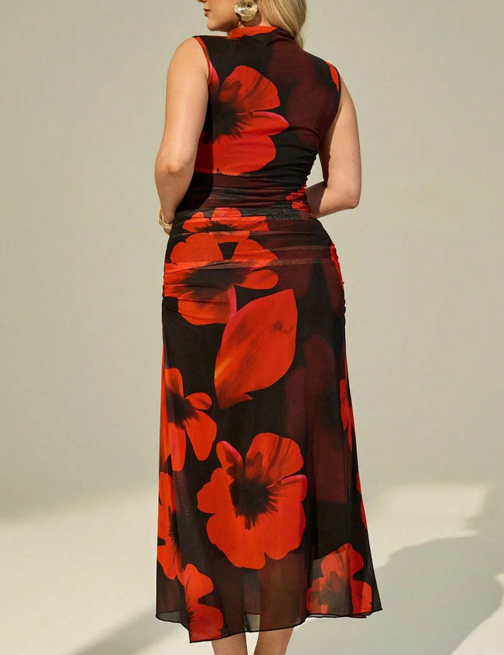 Rochie maxi Shein Curve+, mix culori