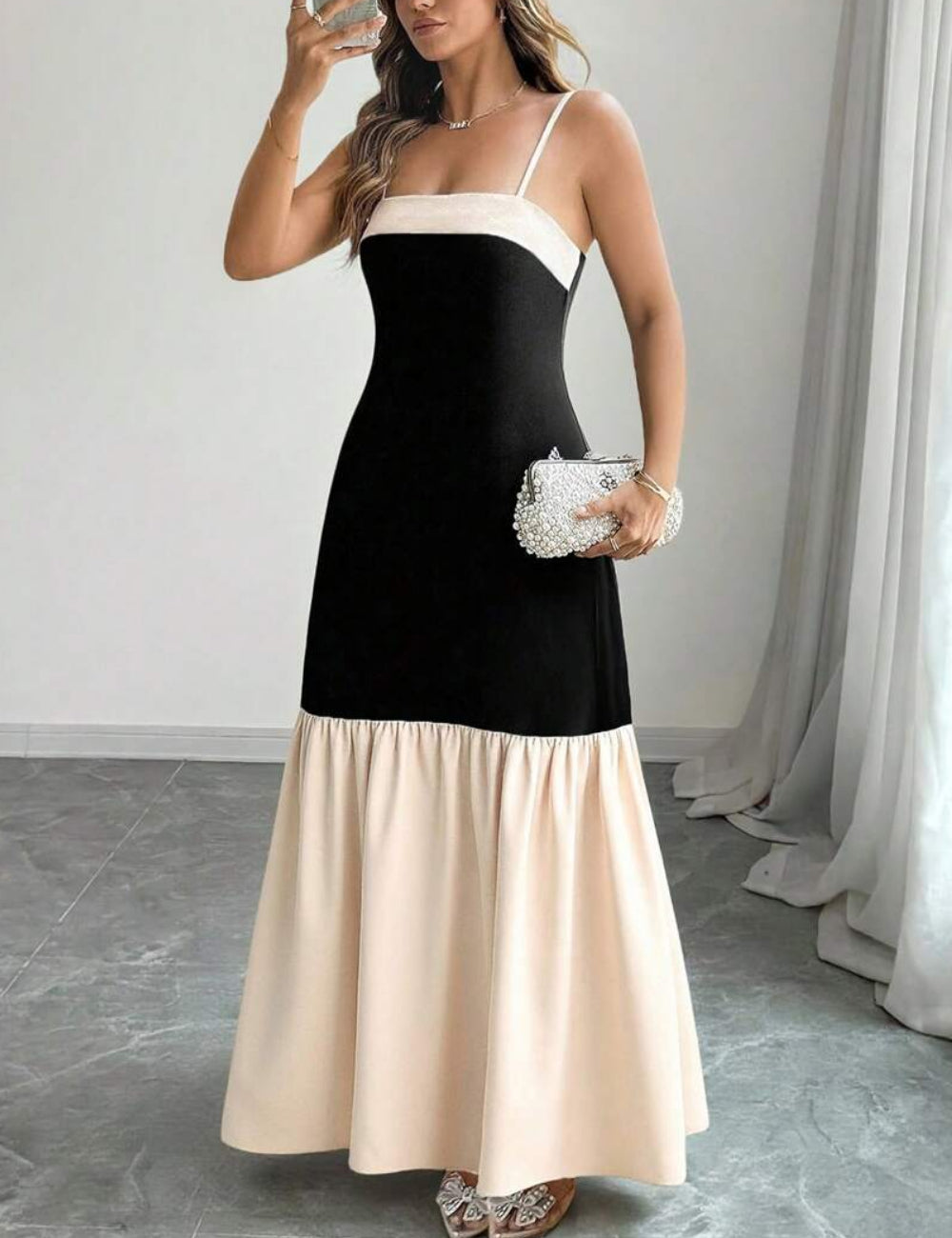 Rochie maxi Shein Curve+, mix culori
