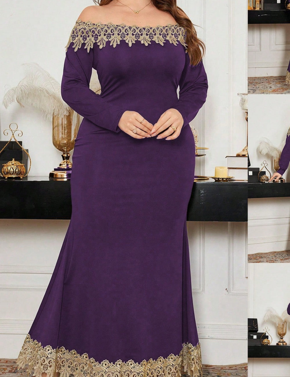 Shein Curve+ maxi ruha, lila