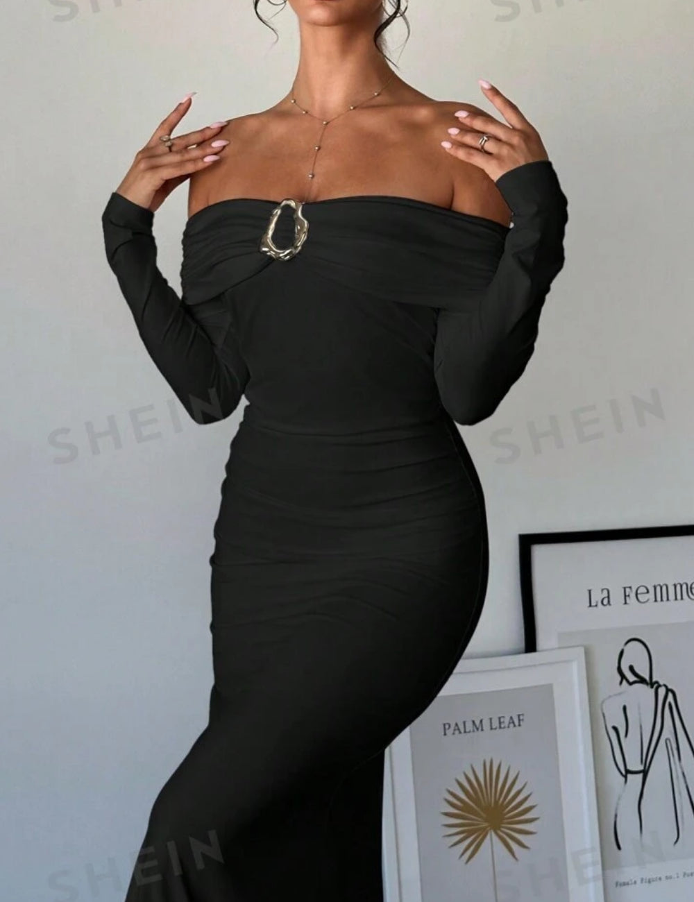 Shein maxi ruha, fekete