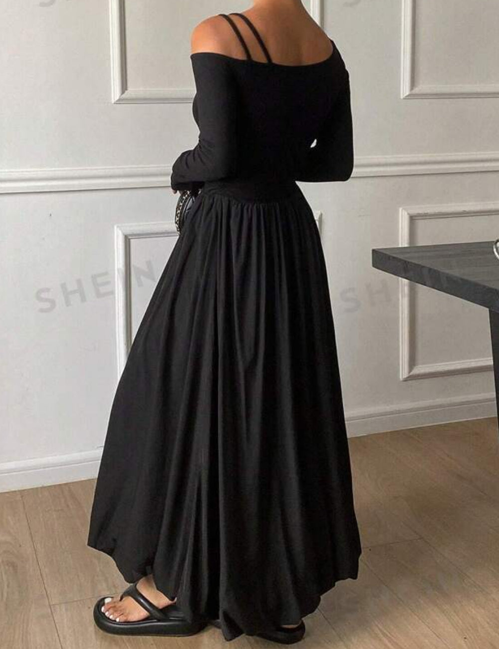 Shein maxi ruha, fekete