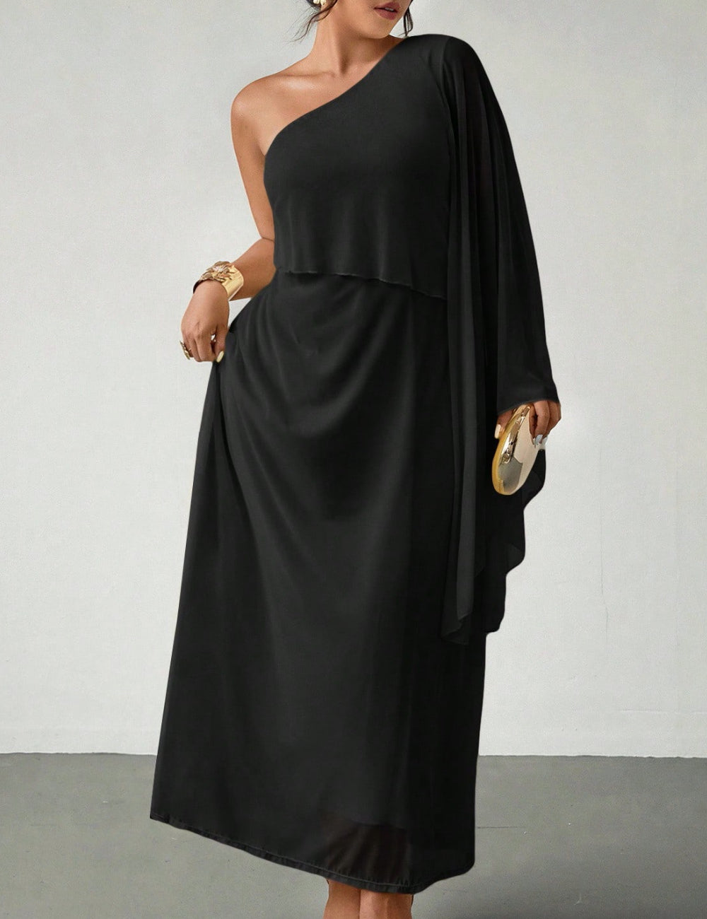 Shein Curve+ maxi ruha, fekete