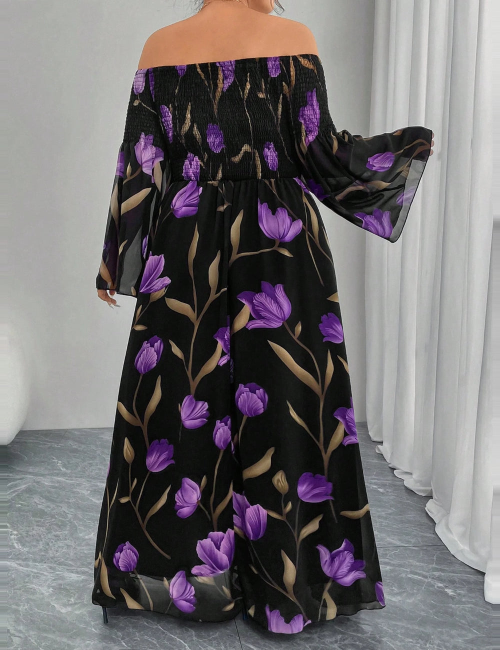 Shein Curve+ maxi ruha, fekete