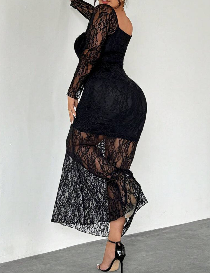 Shein Curve+ maxi ruha, fekete