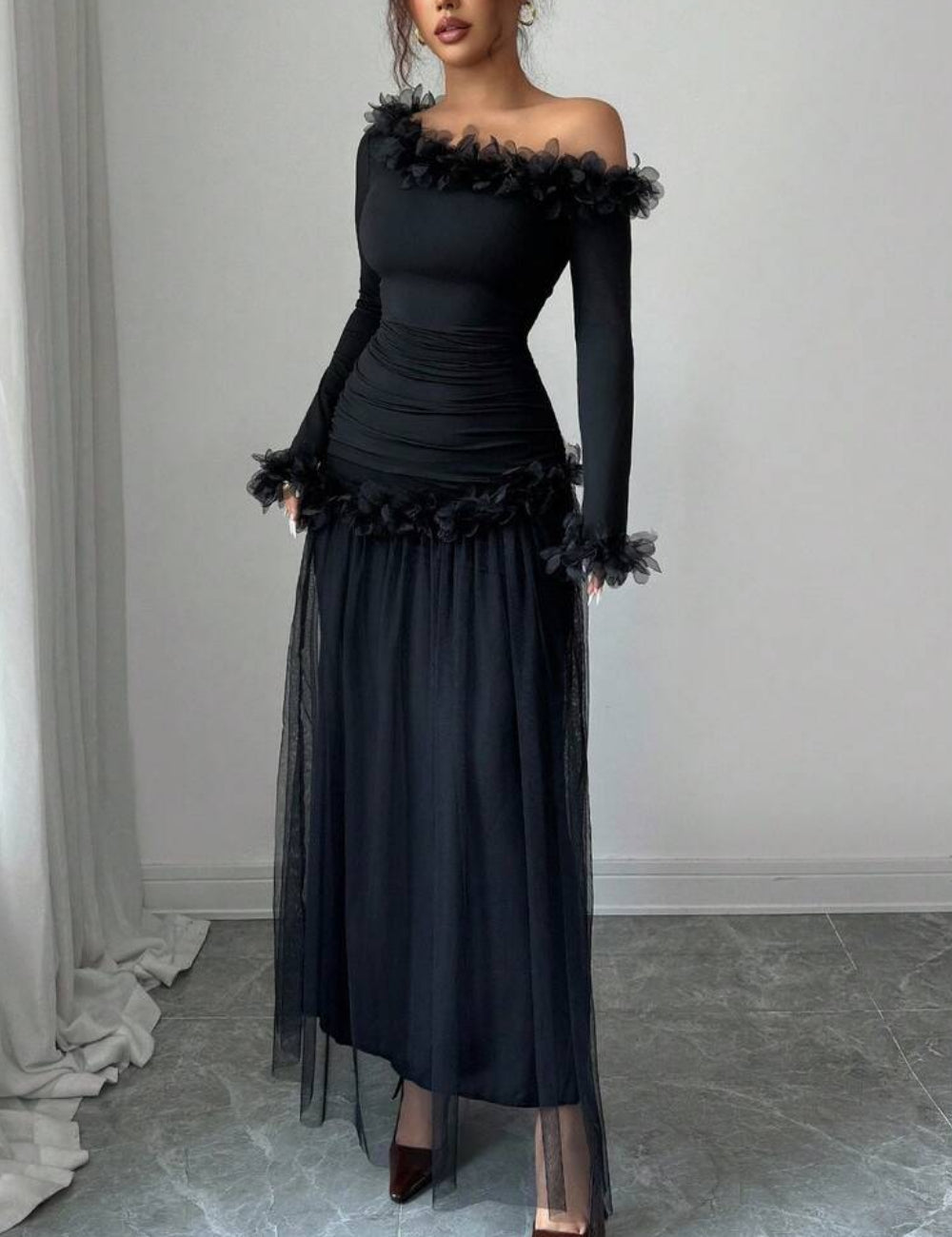 Shein maxi ruha, fekete