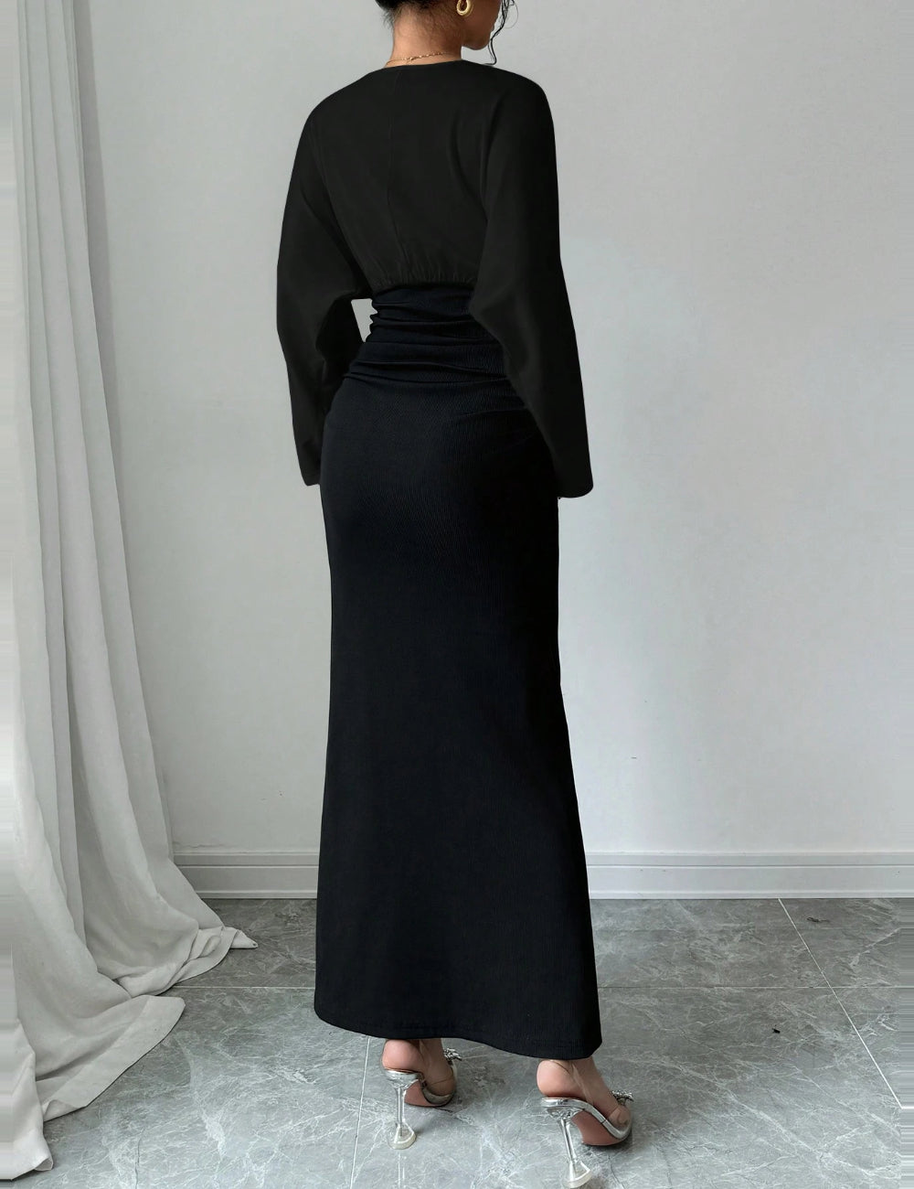 Shein maxi ruha, fekete