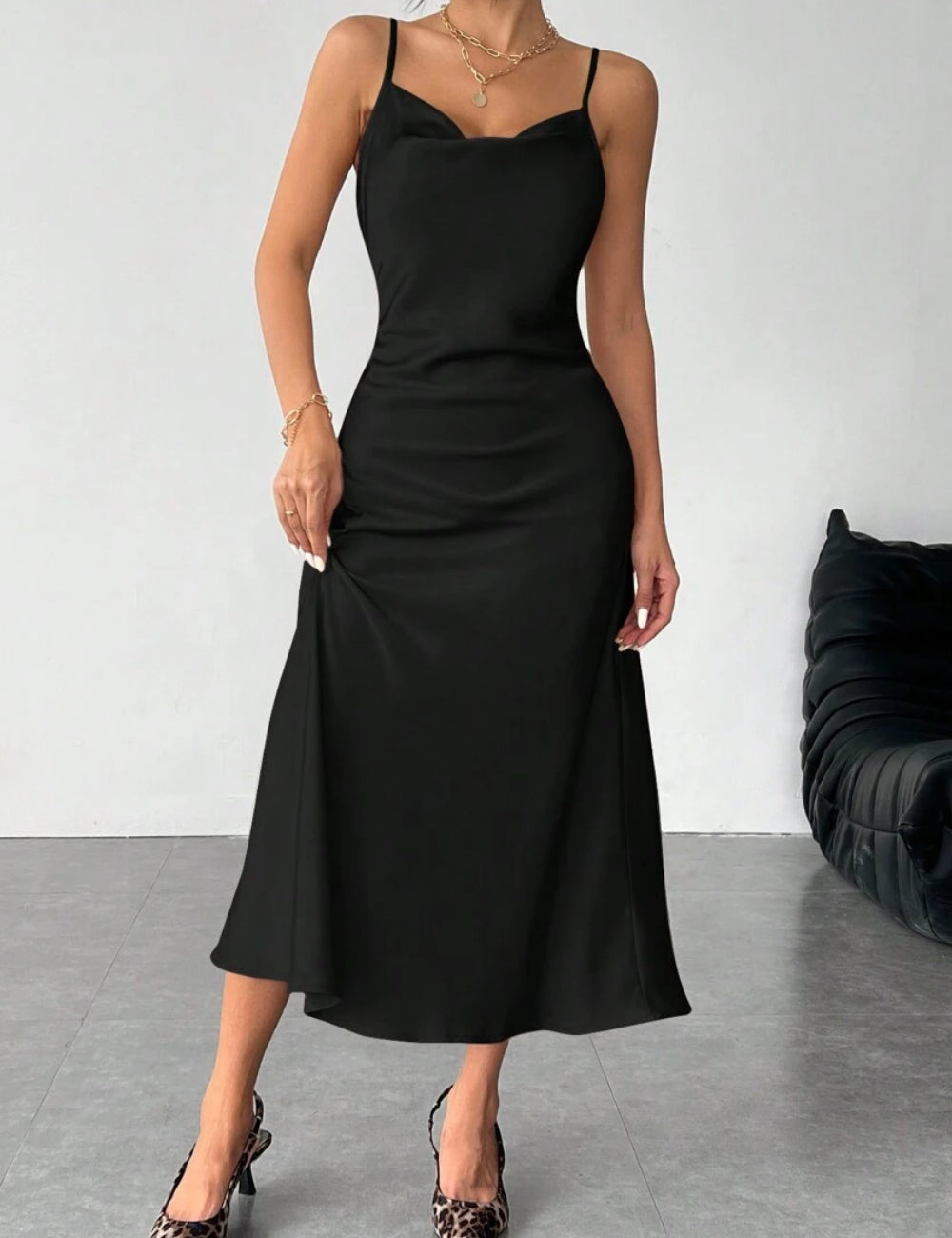 Shein maxi ruha, fekete