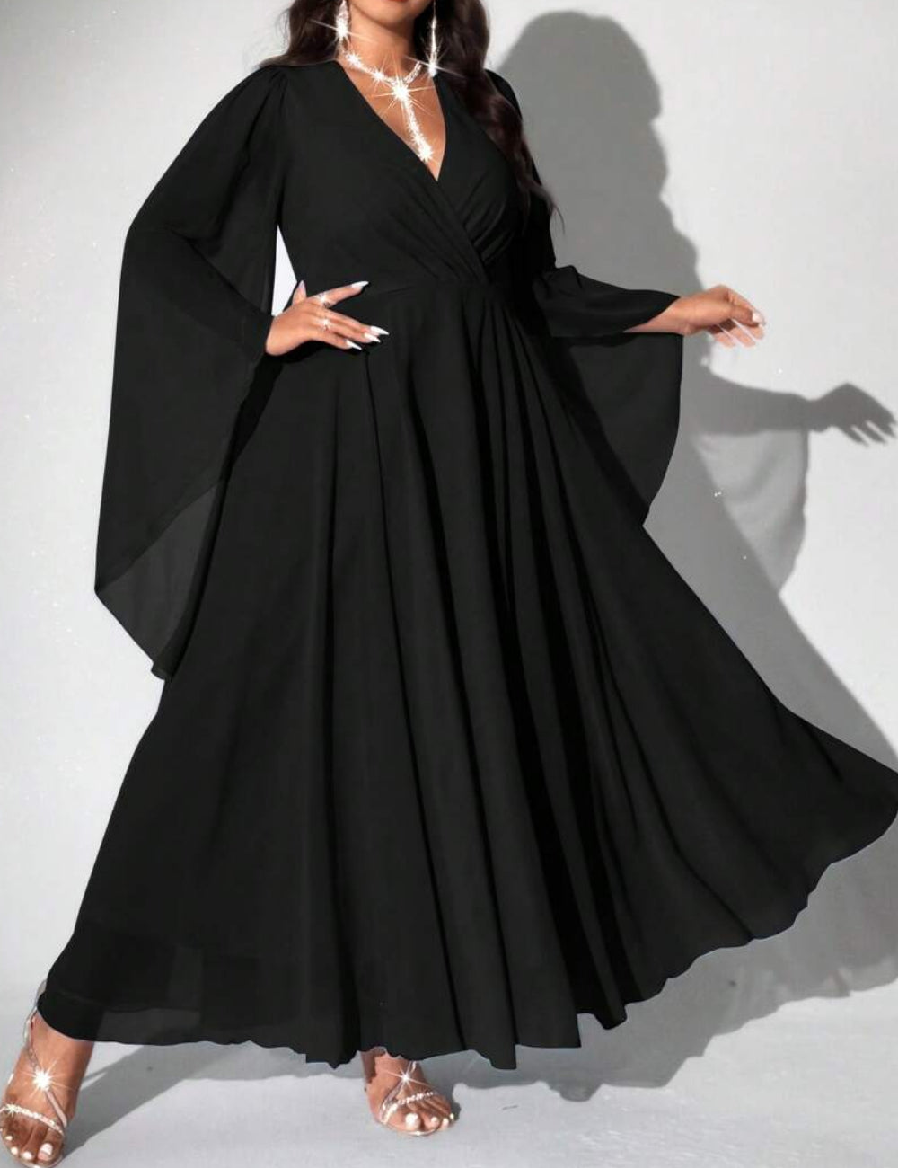 Shein Curve+ maxi ruha, fekete