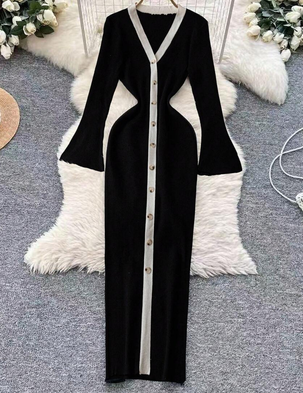 Shein Curve+ maxi ruha, fekete