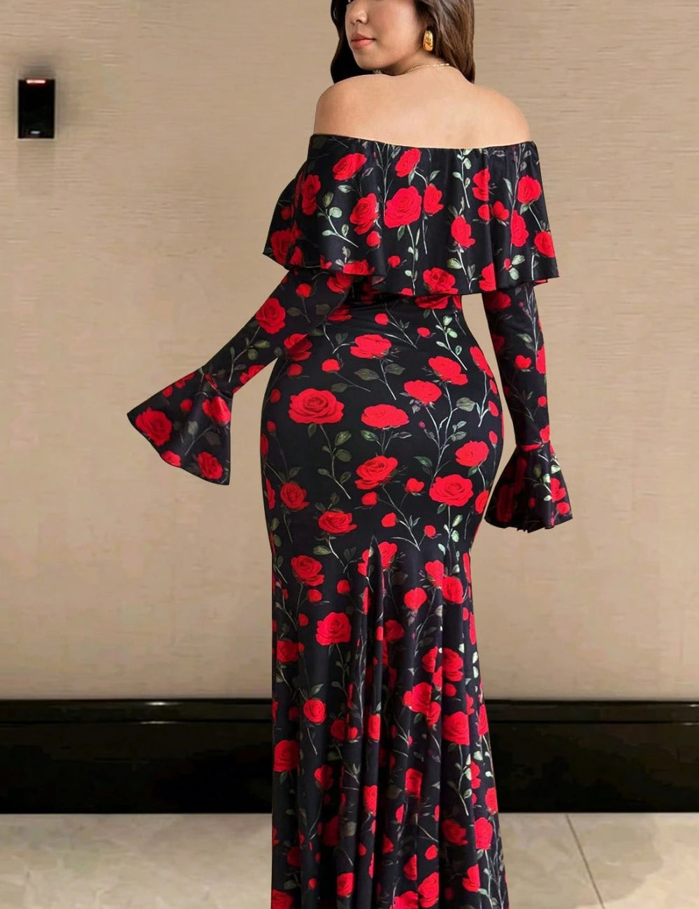 Shein Curve+ maxi ruha, fekete