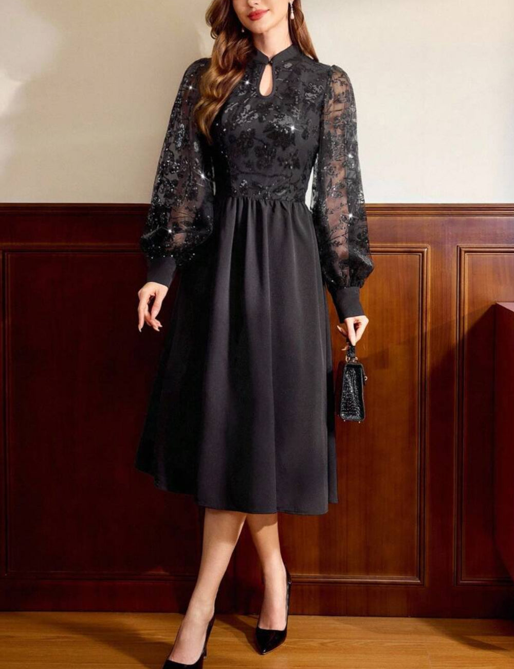 Shein maxi ruha, fekete