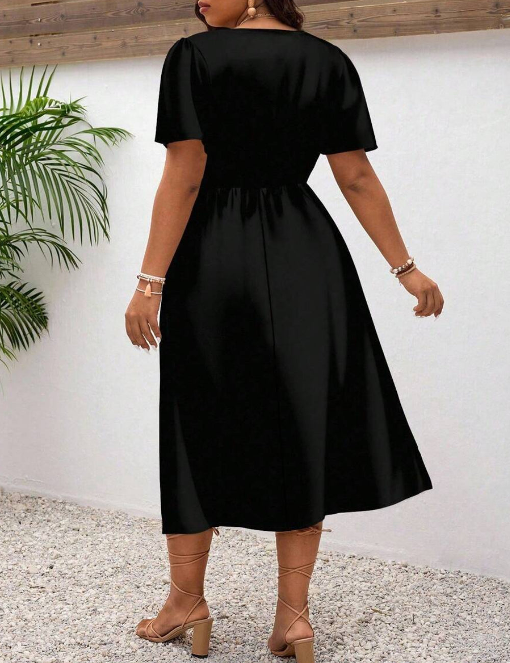 Shein Curve+ maxi ruha, fekete