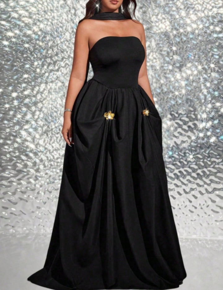 Rochie maxi Shein Curve+, negru