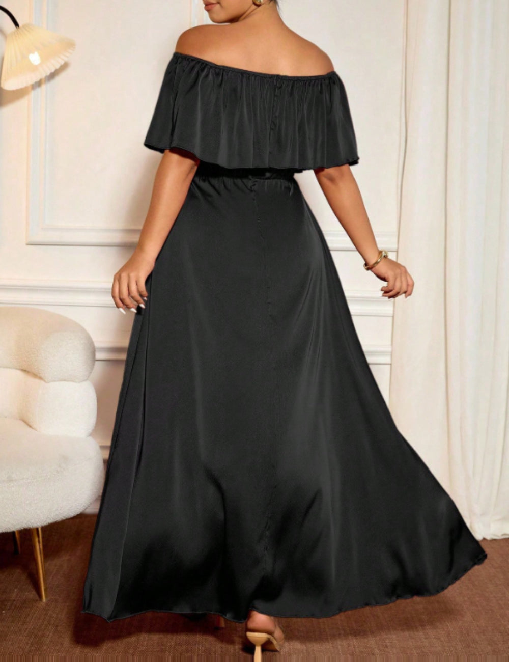 Shein Curve+ maxi ruha, fekete