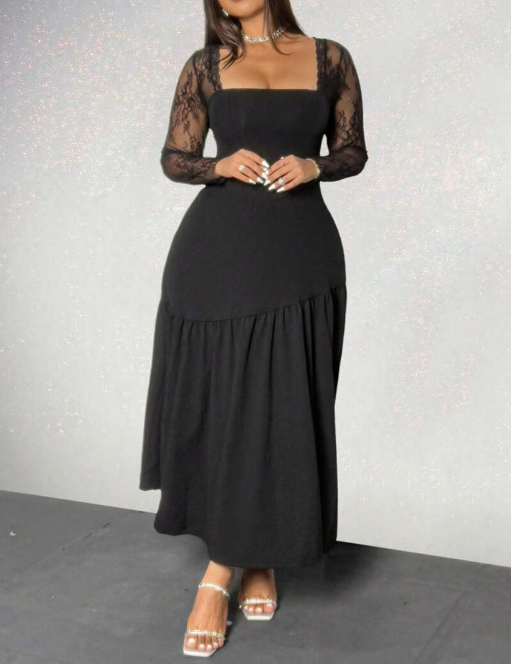 SHEIN maxi ruha, fekete
