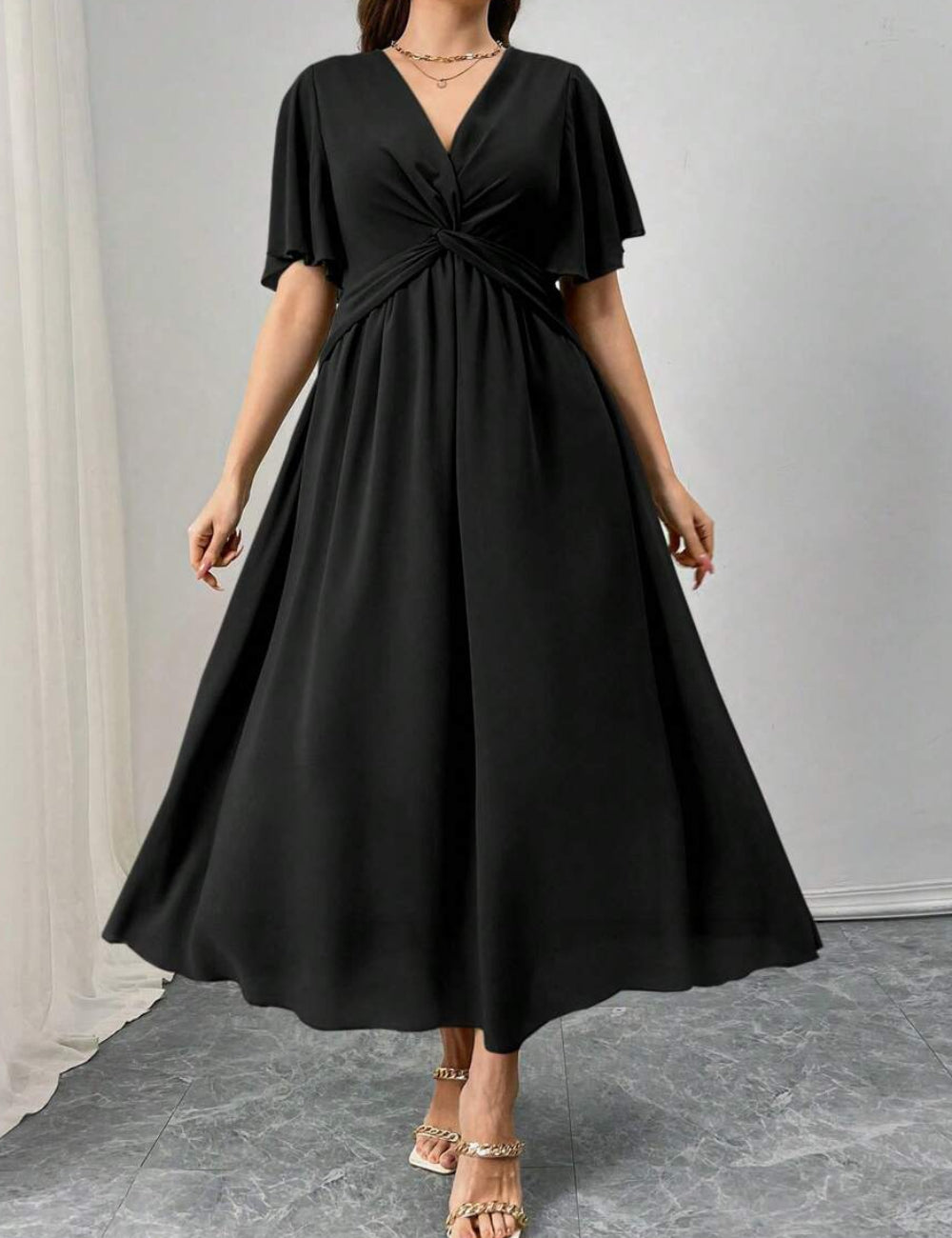 Shein Curve+ maxi ruha, fekete