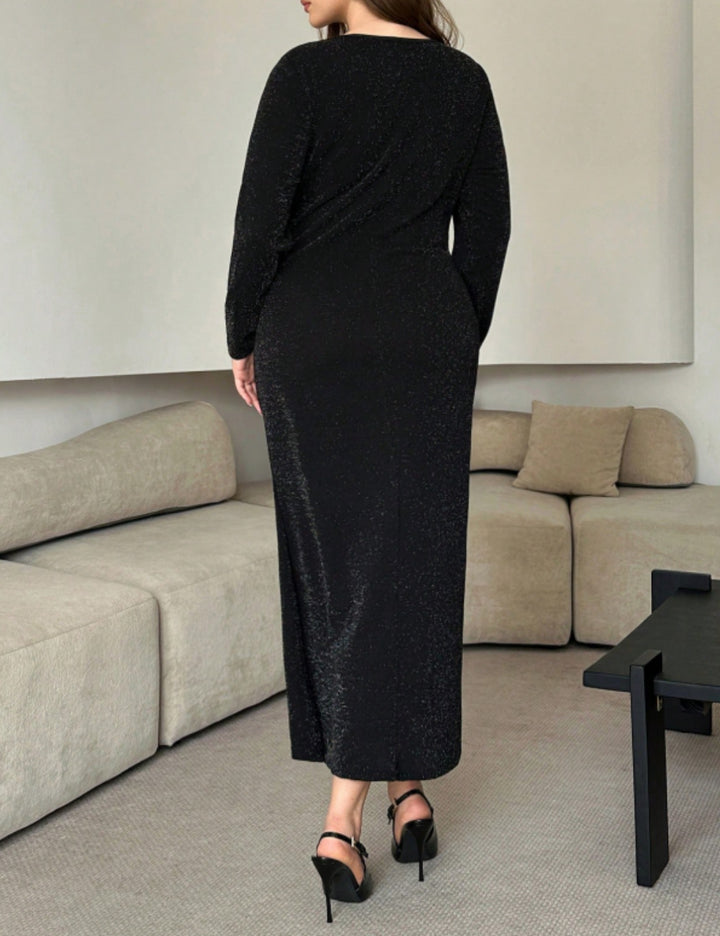 Shein Curve+ maxi ruha, fekete