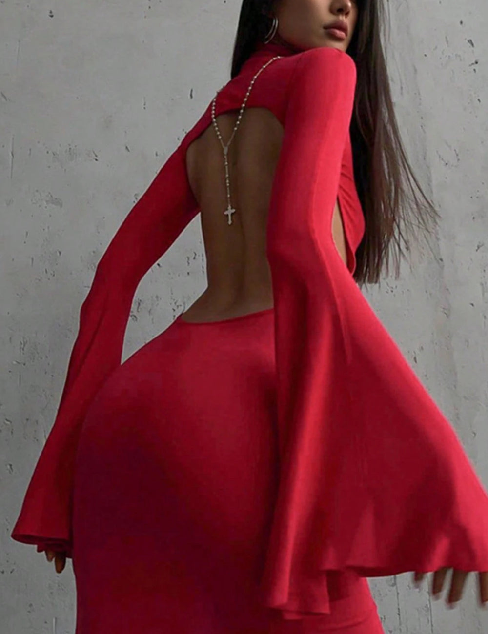Shein maxi ruha, piros